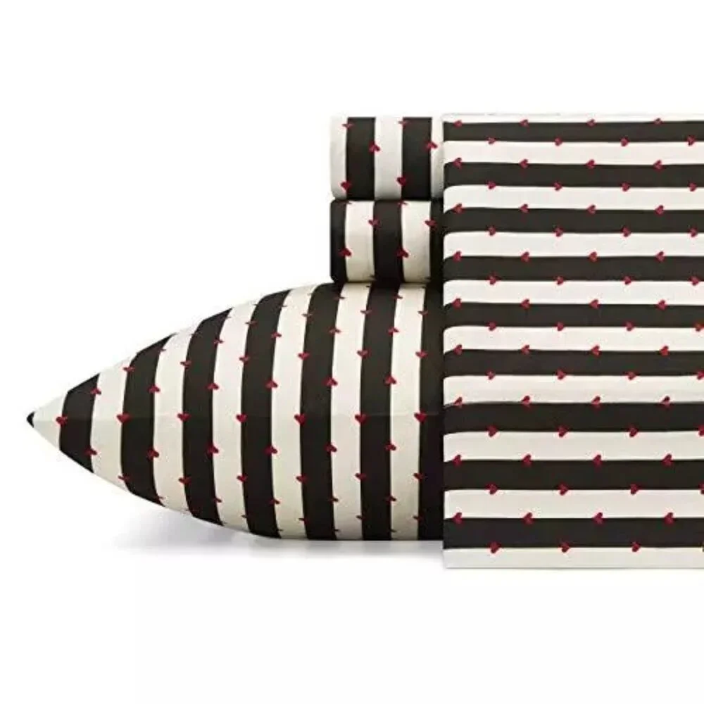 Betsey Johnson Wonderland Full Sheet Set 4 Piece Hearts & Stripes Retro Love NEW
